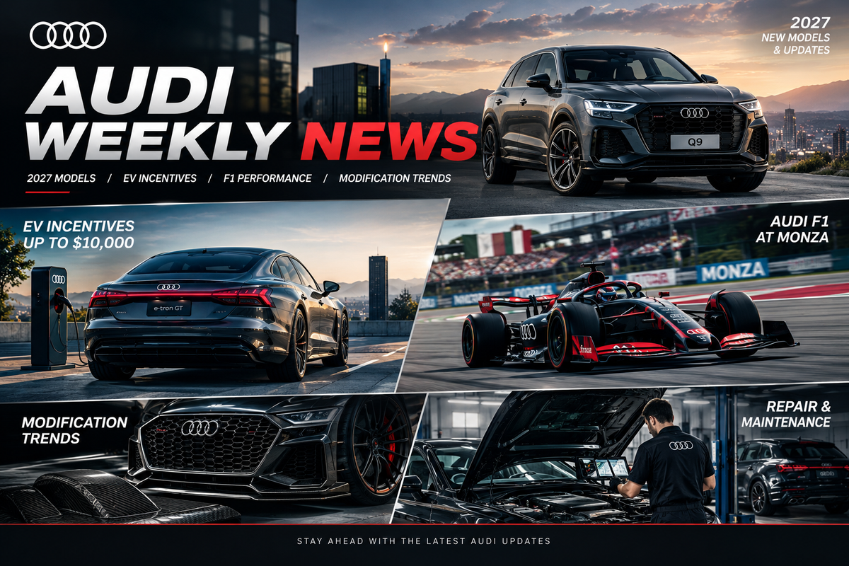 Audi Weekly News: 2027 Model Updates, EV Incentives, F1 Performance &amp; Aftermarket Trends