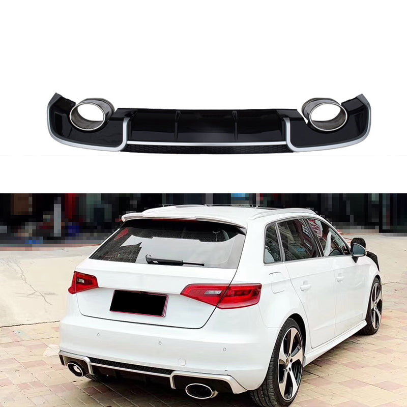 2013-2016 For Audi A3 S3 8V Non S-line rear diffuser and large dual tailpipe