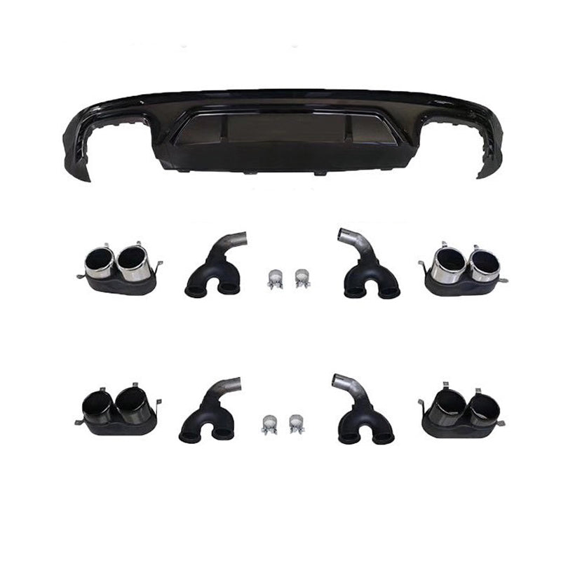 2018-2021 For Audi Q5 SQ5 B9 Rear Bumper Diffuser SQ5 Style Splitter Lip | With Exhaust Tips