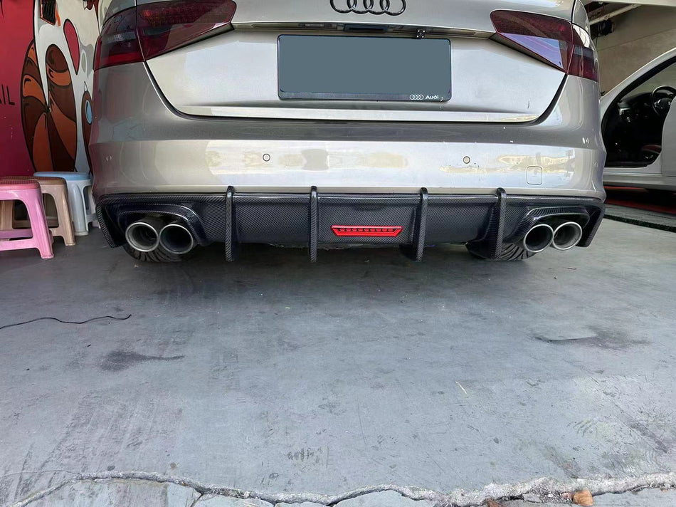 2012-2016 For Audi A5 S5 B8.5 Real Carbon Fiber Rear Bumper Diffuser Splitter Lip With Exhaust Tips
