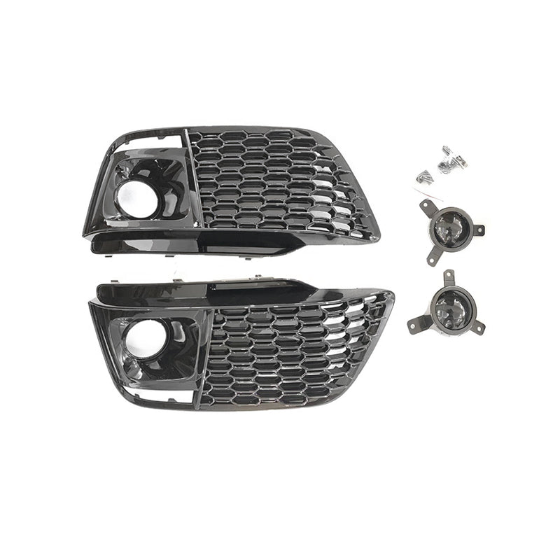 2019-2021 For Audi Q5 SQ5 B9 Front Bumper Down Grille Honeycomb Style S Line Fog Light Grilles
