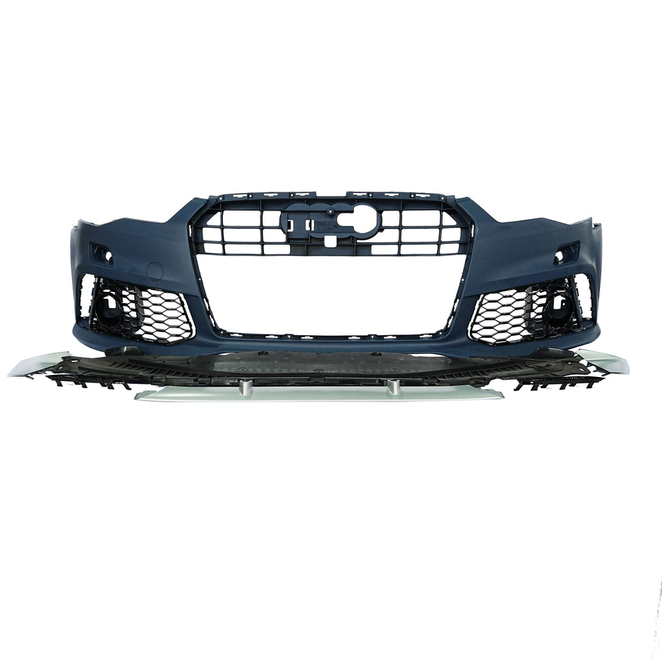 2016-2018 For A6/S6 C7.5 RS6 Style Front Bumper With Honeycomb Grille | Side Grilles | Front Lip Splitter