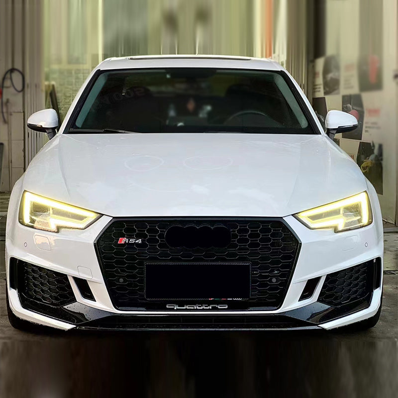 2017-2019 For A4/S4 B9 Front Bunper RS4 Style Body Kits With ACC Honeycomb Grille Front Lip
