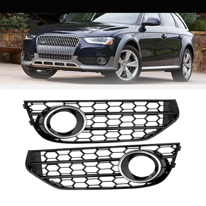 2013-2016 For Audi A4 S4 B8.5 Front Bumper Down Grille Honeycomb Style Allroad Fog Light Grilles