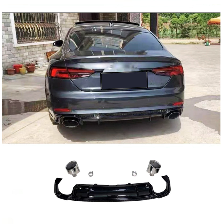 2017-2019 For Audi A5 S5 B9 Audi RS5 S5 Style A5 diffuser with tailpipe Exhaust Tips