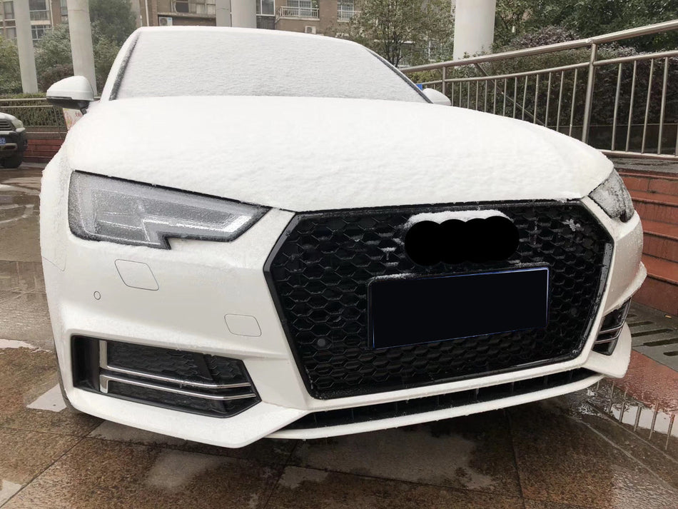 2017-2019 For Audi A4 S4 B9 RS4 Honeycomb Front Grille With Lower Mesh Quattro