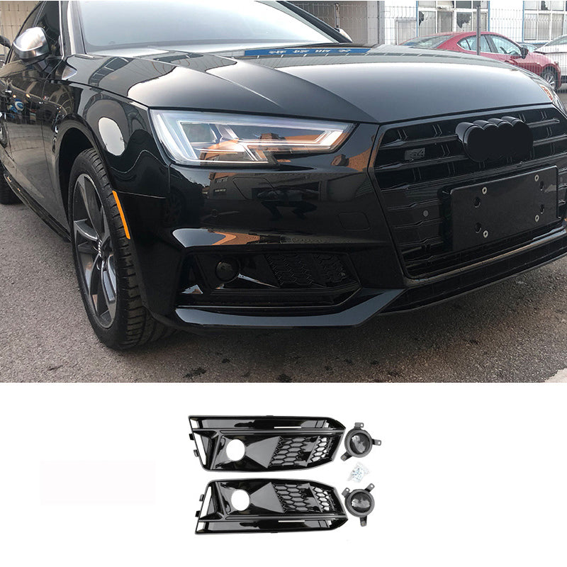 2017-2019 For Audi A4 S4 B9 Front Bumper Down Grille Honeycomb Style S line Fog Light Grilles