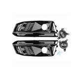 2017-2019 For Audi A4 S4 B9 Front Bumper Down Grille Honeycomb Style S line Fog Light Grilles