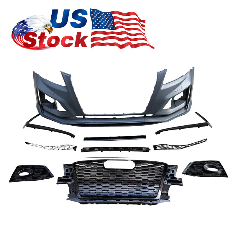 2008-2012 For Q5/SQ5 8R/B8 Front Bumper Upgrade RSQ5 B9 Style Body Kits With Honeycomb grille